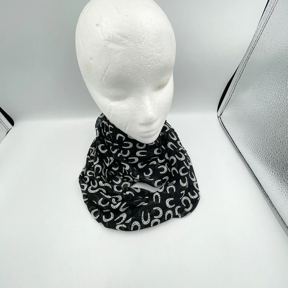 Infinity Black Scarf horseshoe print